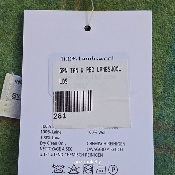 NWT John Hanly Ireland Lambswool Scarf Green & Pink Plaid - Picture 5 of 9